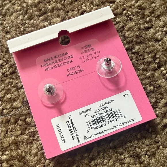 Kate Spade Silver Spade Stud Earrings - Picture 6 of 8